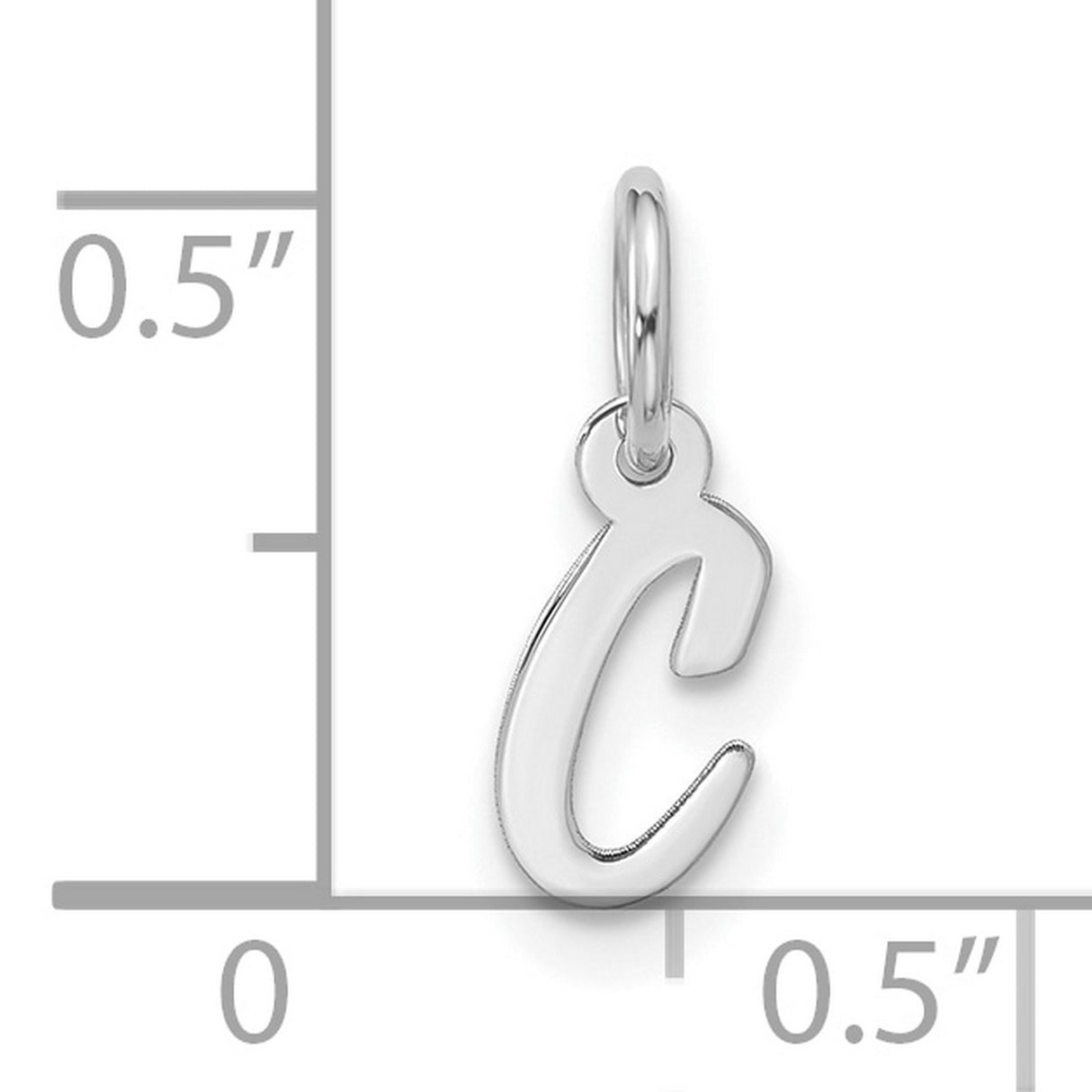 10k White Gold Letter C Script Pendant Charm, Cursive Initial Design for Women or Unisex Wear