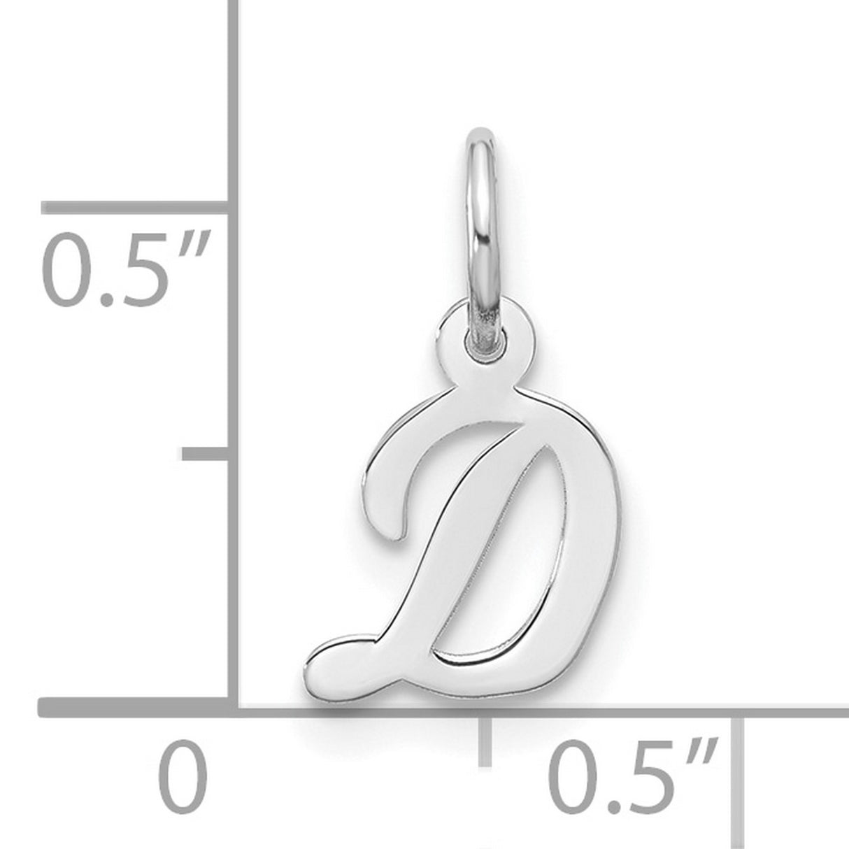 10k White Gold Script Letter C Pendant, Polished Cursive Initial Charm for Women