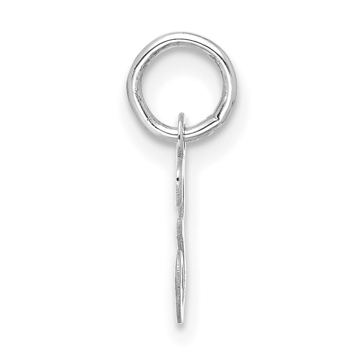 10k White Gold Script Initial E Pendant, Polished Letter Charm, Dainty Monogram Jewelry for Women