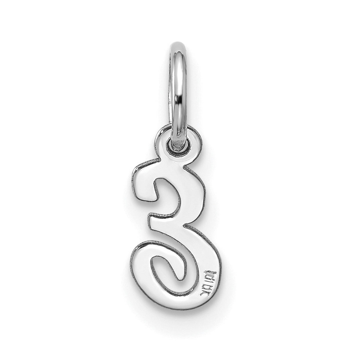 10k White Gold Script Initial E Pendant, Polished Letter Charm, Dainty Monogram Jewelry for Women