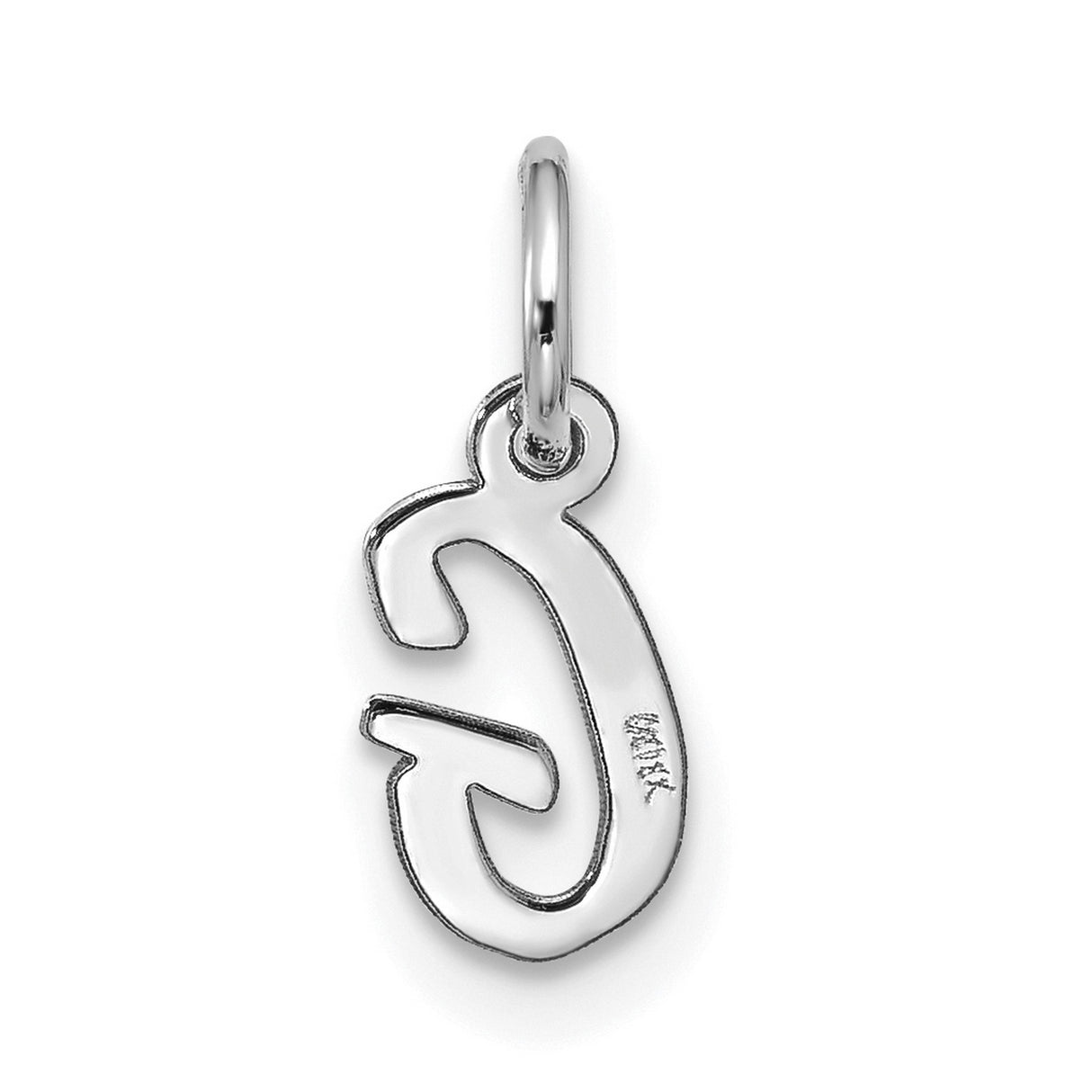 10k White Gold Script Letter G Pendant, Polished Monogram Charm for Women or Unisex Wear
