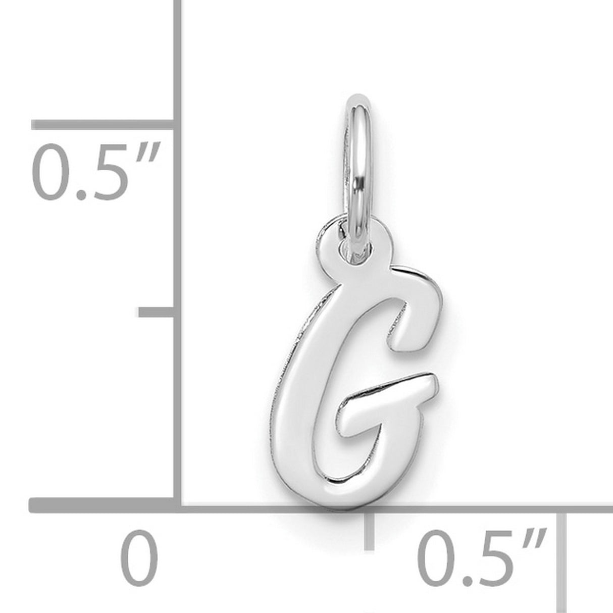 10k White Gold Script Letter G Pendant, Polished Monogram Charm for Women or Unisex Wear