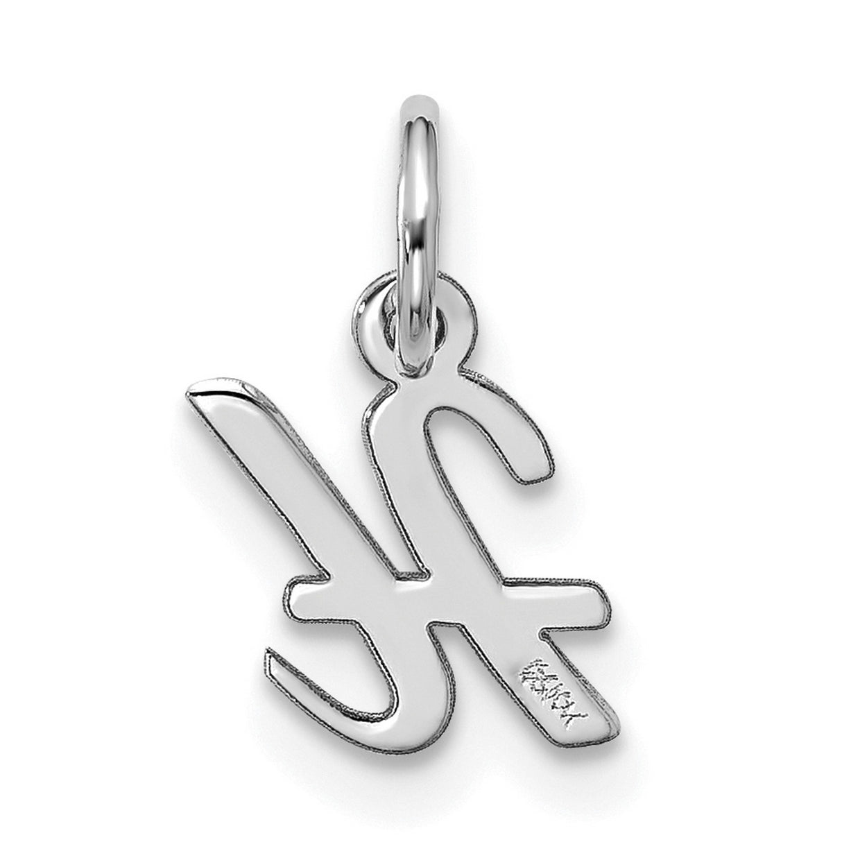 10k White Gold H Pendant Charm, Script Letter Design, Polished Finish, Monogram Jewelry for Women