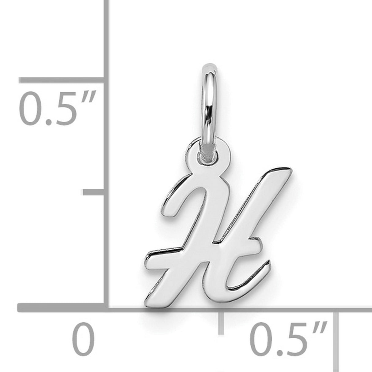 10k White Gold H Pendant Charm, Script Letter Design, Polished Finish, Monogram Jewelry for Women