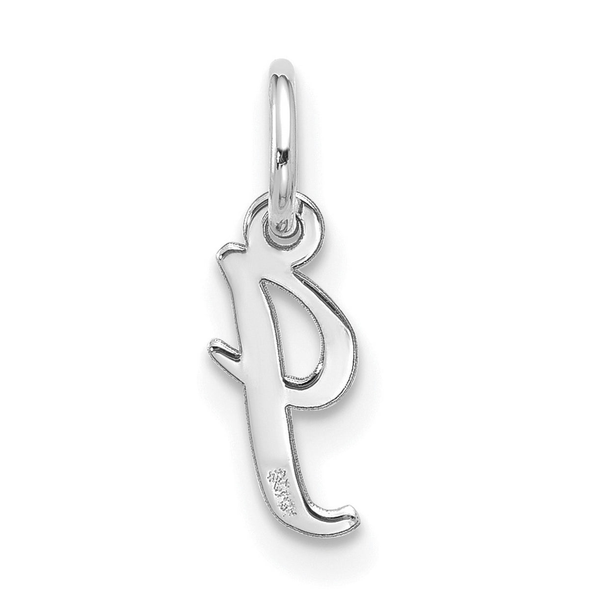10k White Gold Initial J Pendant, Script Letter Charm, Dainty Monogram Jewelry for Women