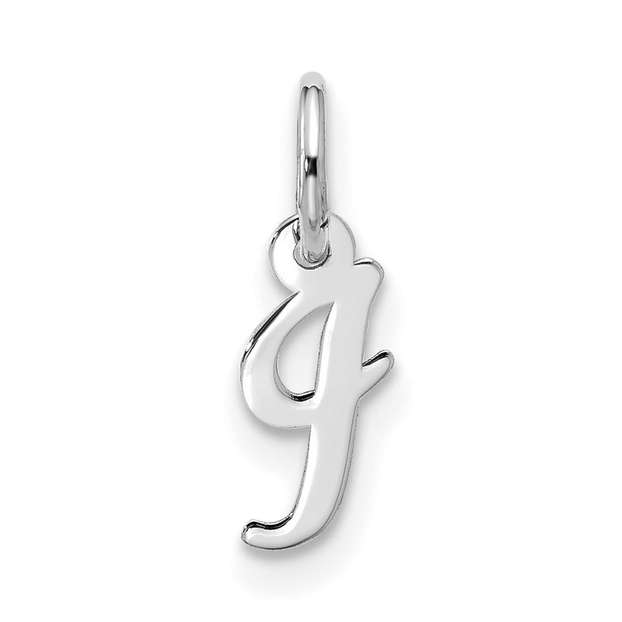 10k White Gold Initial J Pendant, Script Letter Charm, Dainty Monogram Jewelry for Women