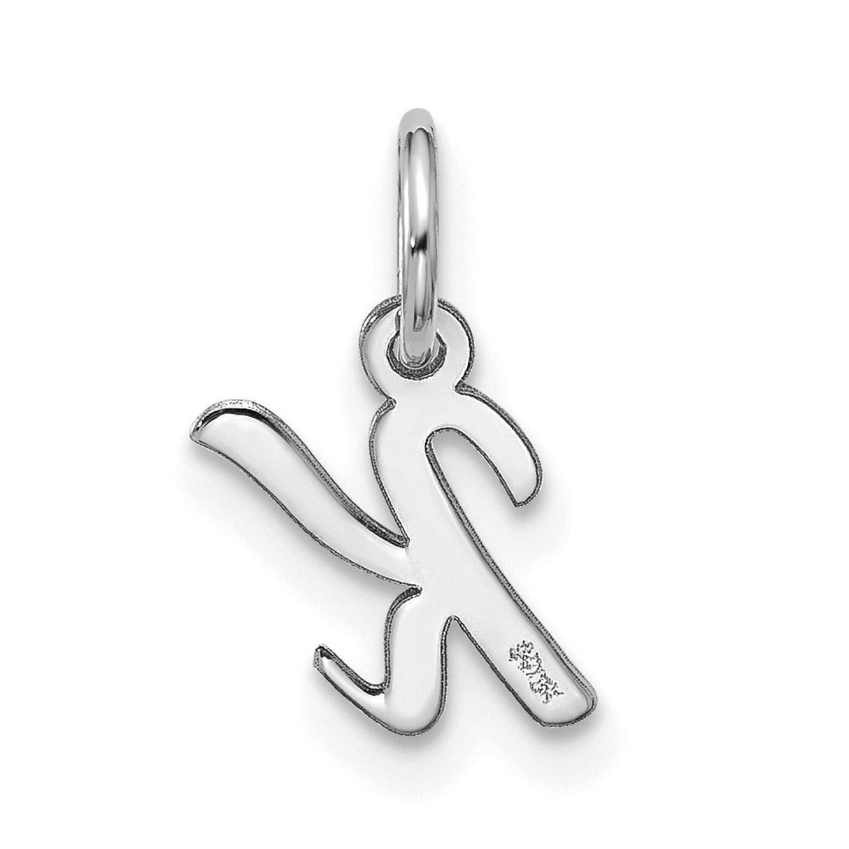 10k White Gold Initial K Pendant, Script Letter Charm for Necklace or Bracelet