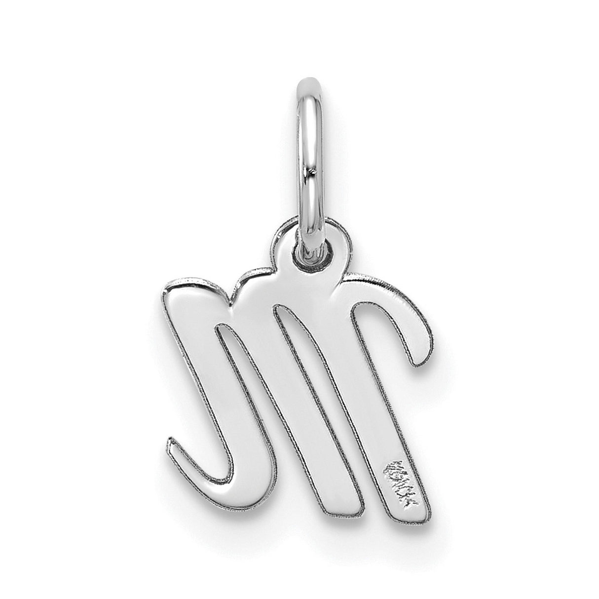 10k White Gold Virgo Zodiac Pendant, Polished Script Symbol, Astrology Jewelry for Women or Unisex