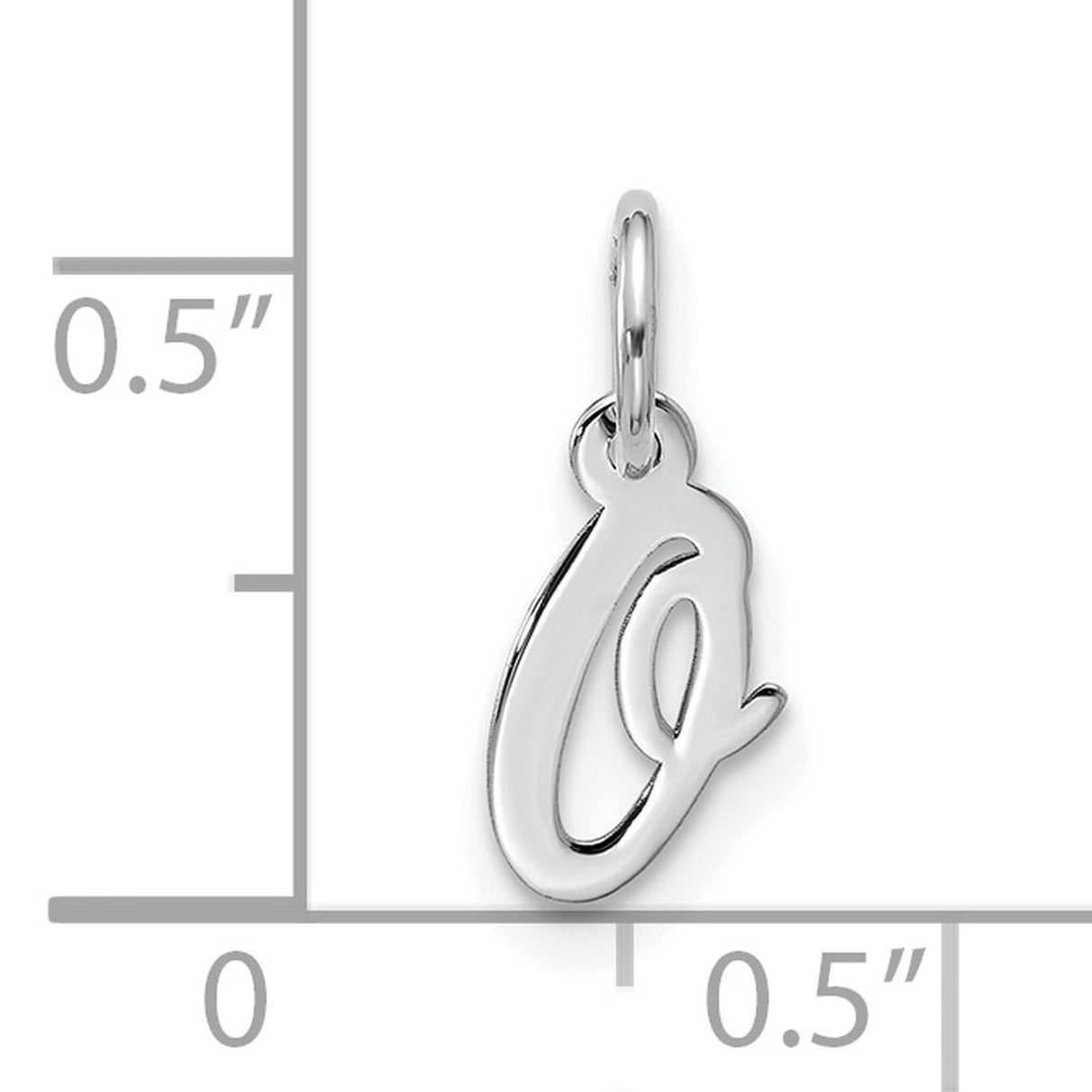 10k White Gold Initial C Pendant, Script Letter Charm with Polished Finish