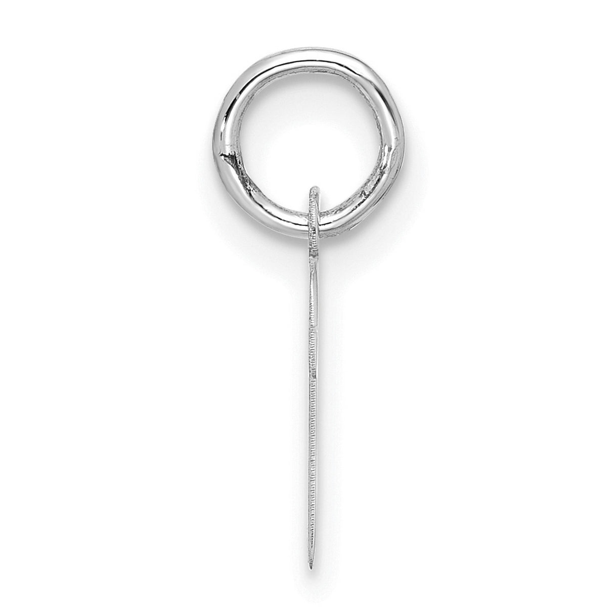 10k White Gold Initial Pendant, Script Letter P Charm, Polished Monogram Design for Women