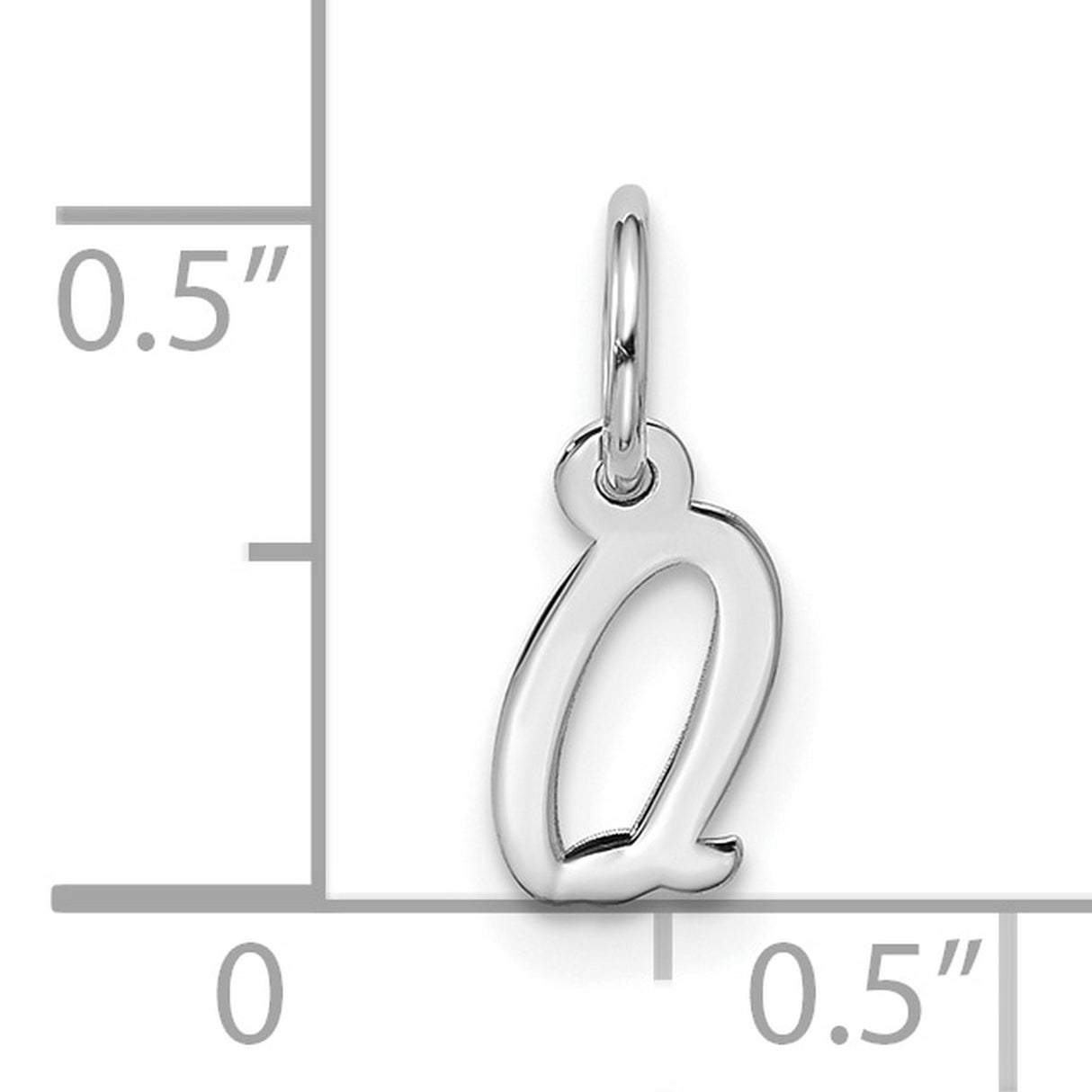 Small Script Initial Q Charm Pendant in Real 10k White Gold