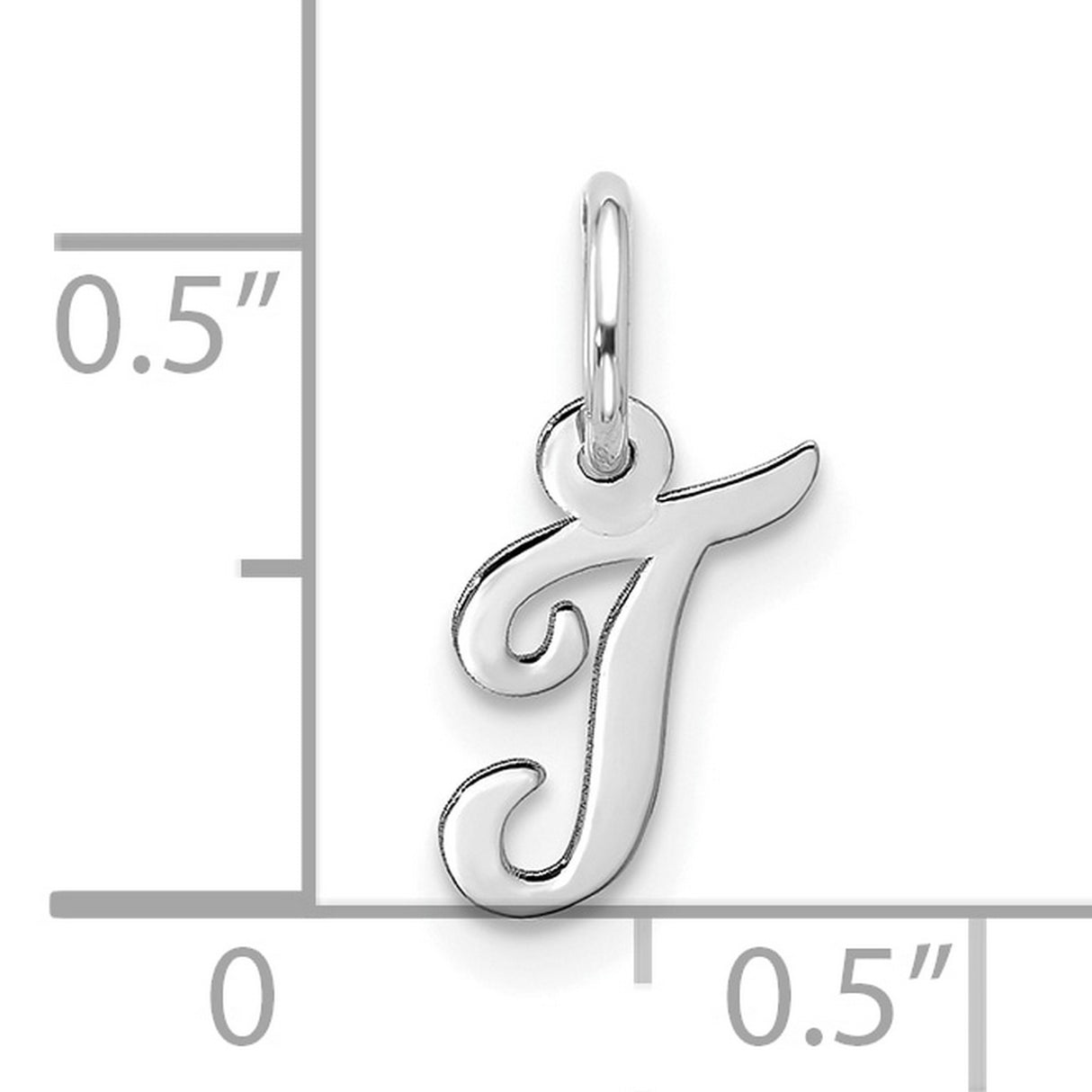 10k White Gold Initial J Pendant, Polished Script Letter Charm for Necklace or Bracelet