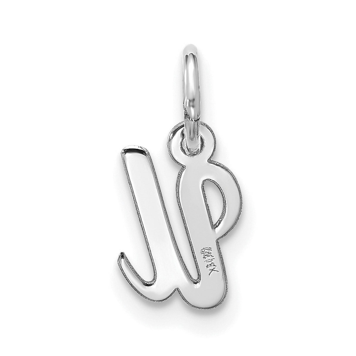 Small Script Initial U Charm Pendant in Real 10k White Gold