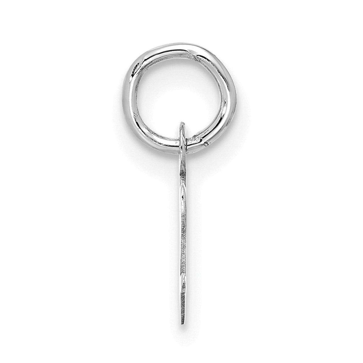 10k White Gold Script Letter V Pendant, Polished Cursive Initial Charm for Women