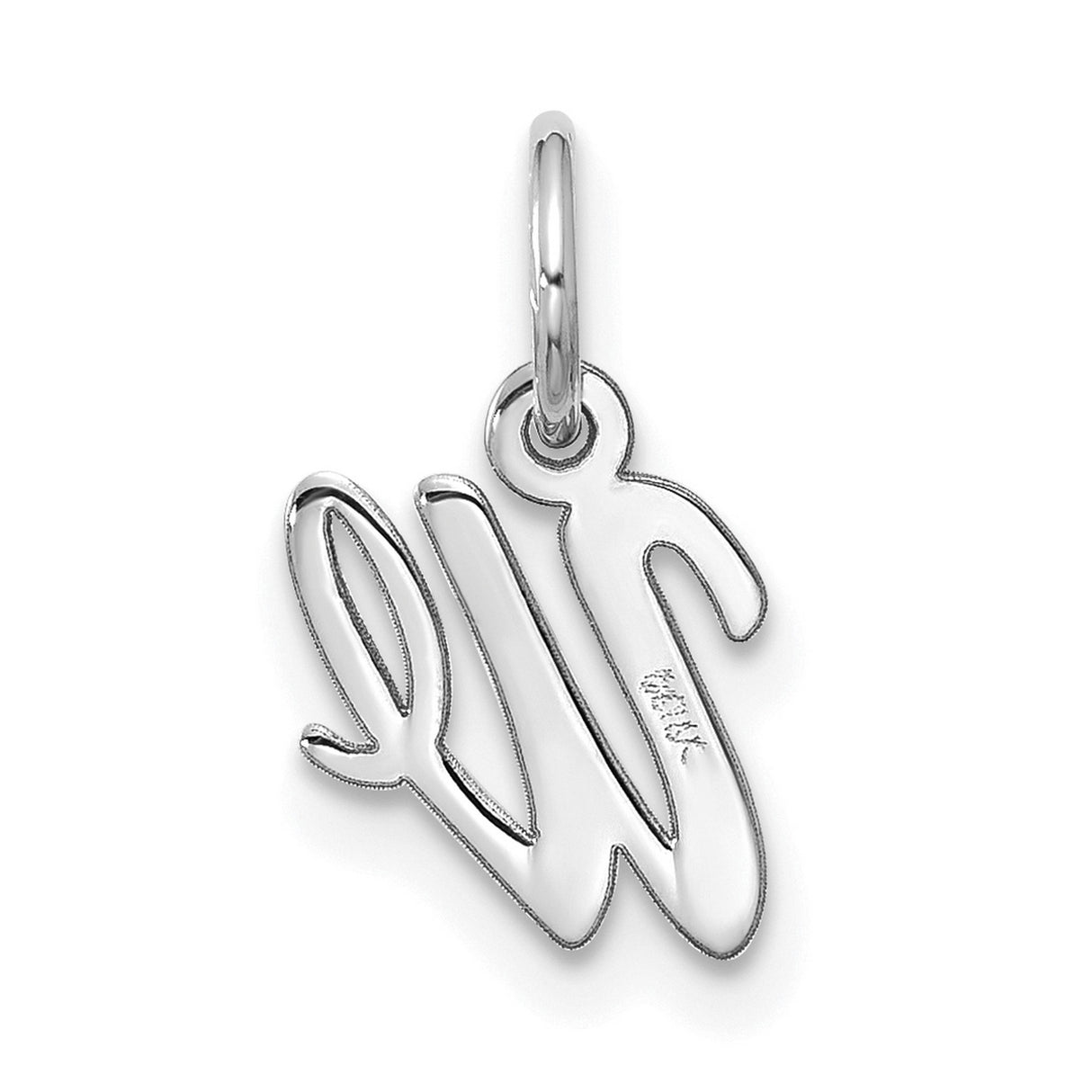 10k White Gold Script We Pendant, Cursive Letter Charm Symbolizing Unity and Connection