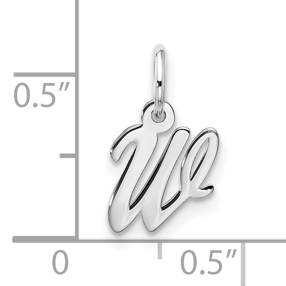 10k White Gold Script We Pendant, Cursive Letter Charm Symbolizing Unity and Connection