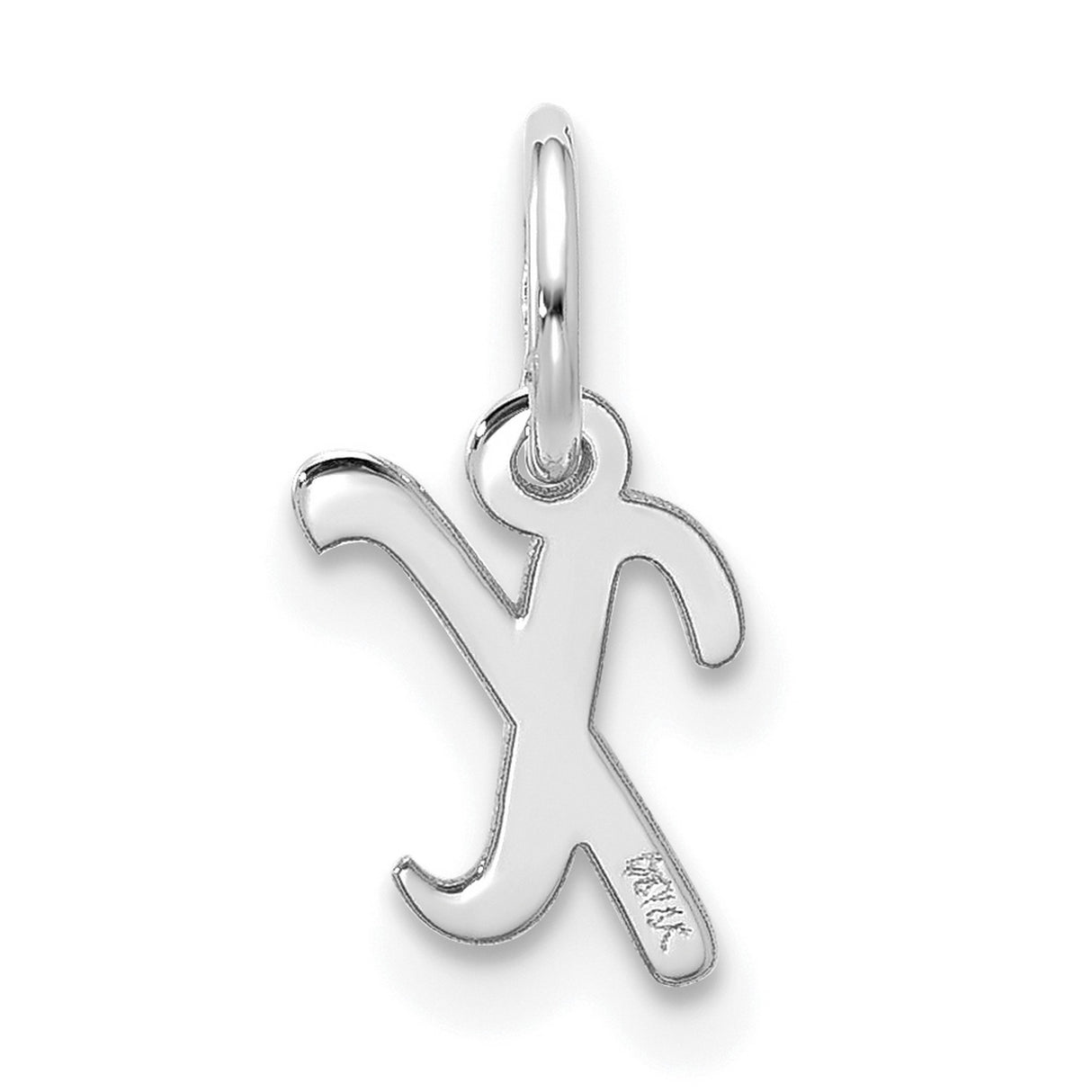 Small Script Initial X Charm Pendant in Real 10k White Gold