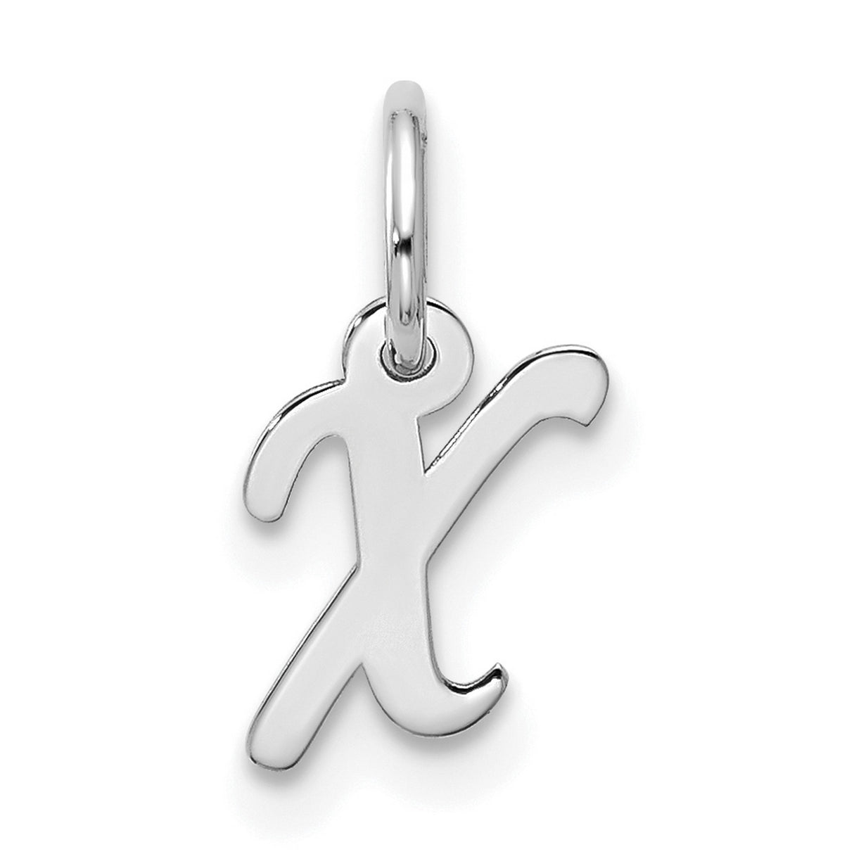 Small Script Initial X Charm Pendant in Real 10k White Gold