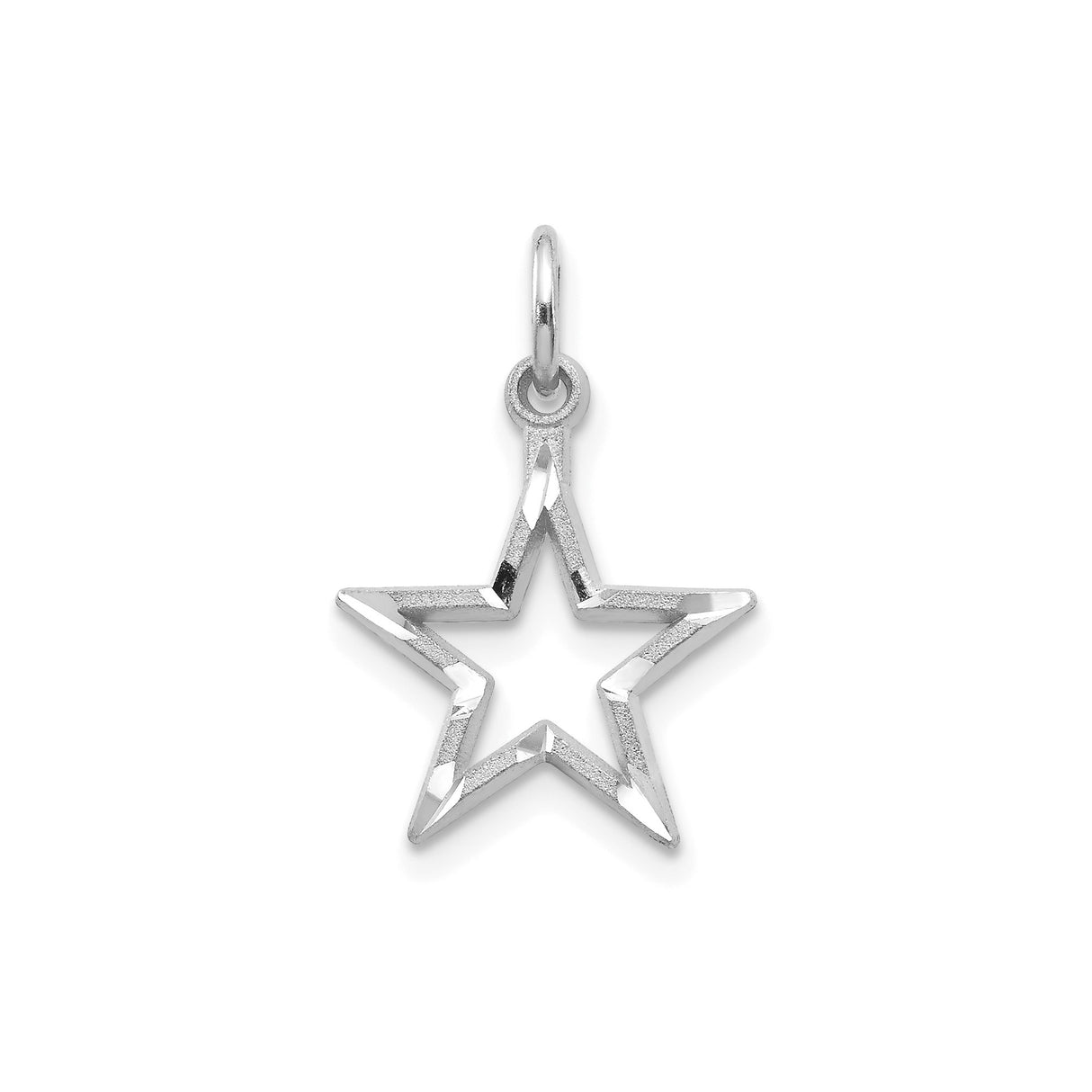 10k White Gold Star Pendant, Minimalist Openwork Geometric Celestial Design for Women or Unisex Wear