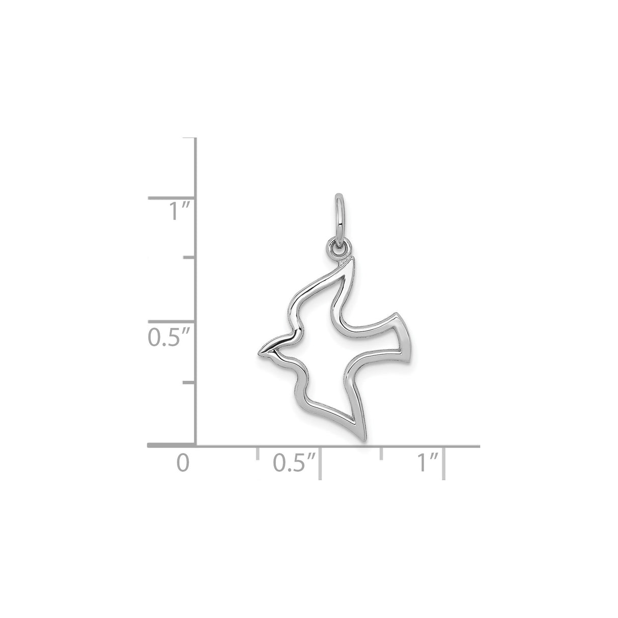 10k White Gold Dove Pendant, Open Outline Christian Symbol of Peace and Holy Spirit for Women