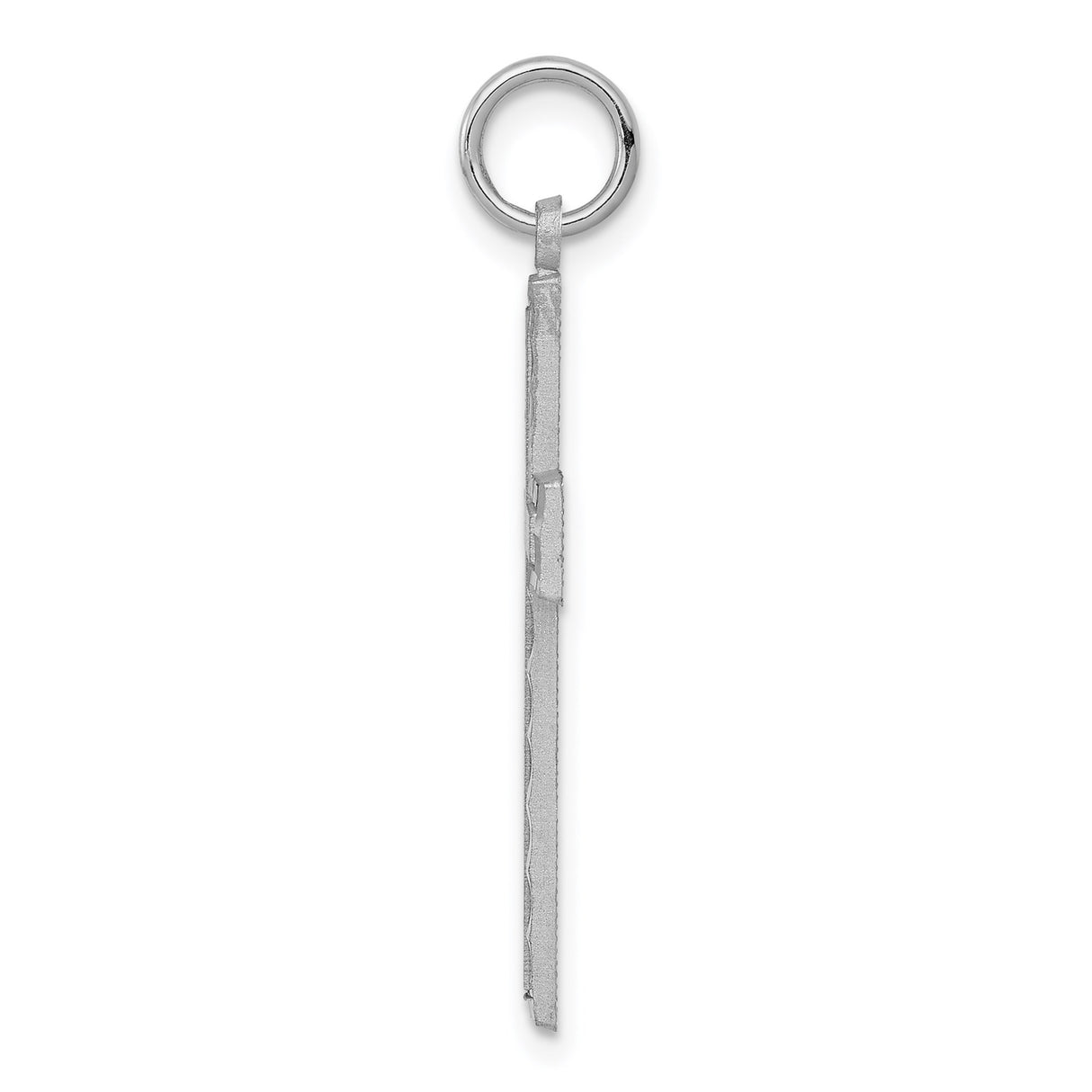 10k White Gold Cross Pendant with Beveled Edge and High Polish Finish for Men and Women