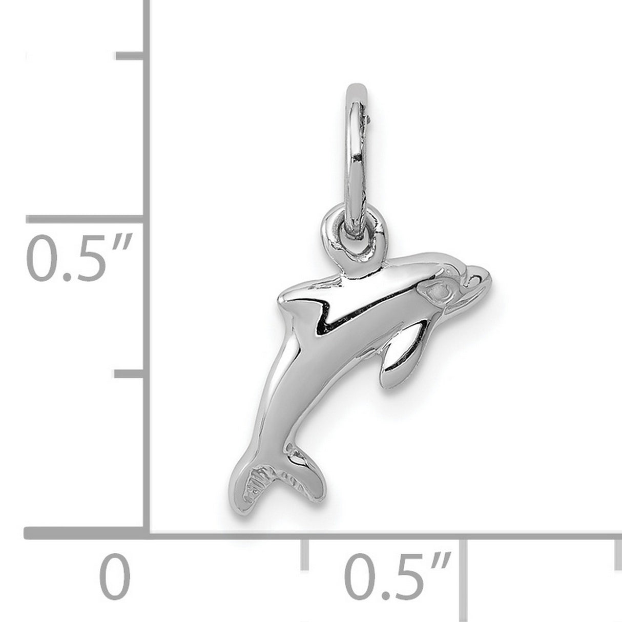 10k White Gold Dolphin Pendant, Jumping Dolphin Ocean Motif Marine Charm for Women