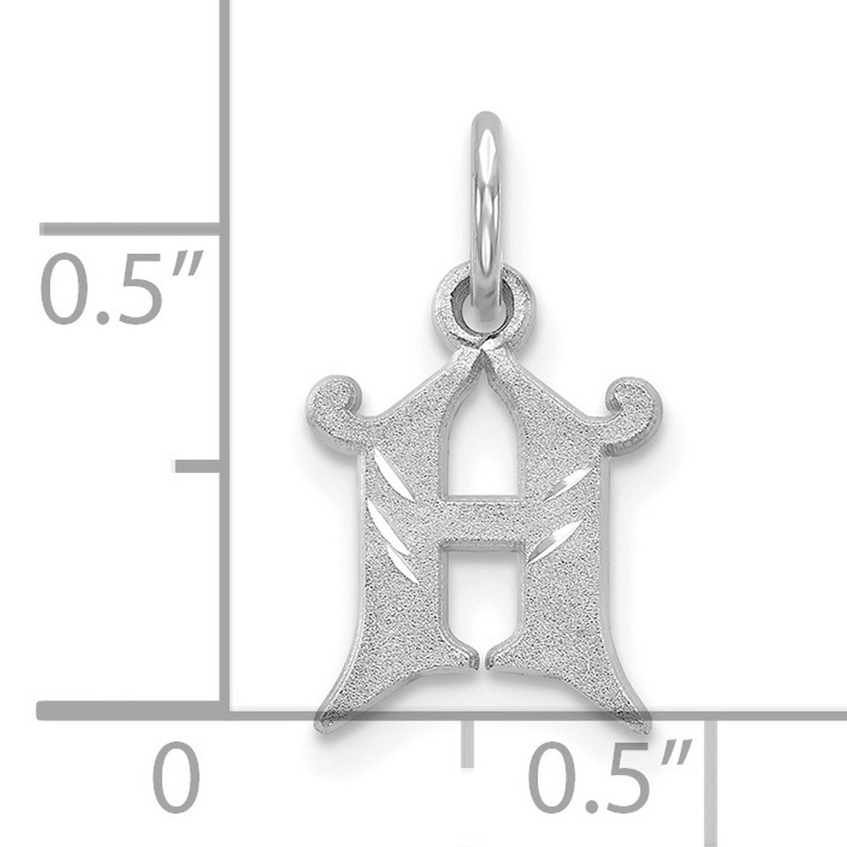 10k White Gold Gothic Initial H Pendant with Scrollwork Design