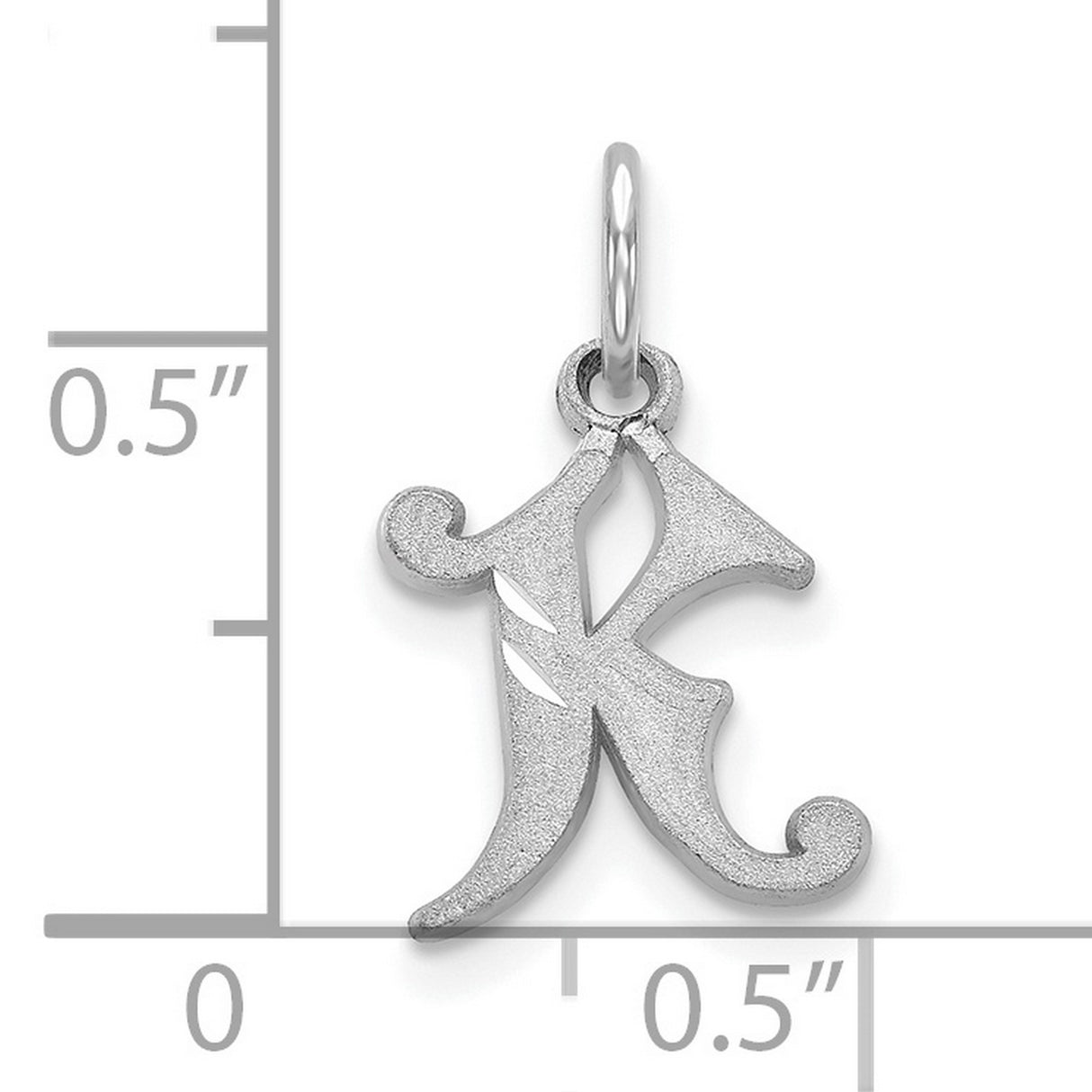 10k White Gold Initial K Pendant, Script Letter Charm, Monogram Jewelry for Women