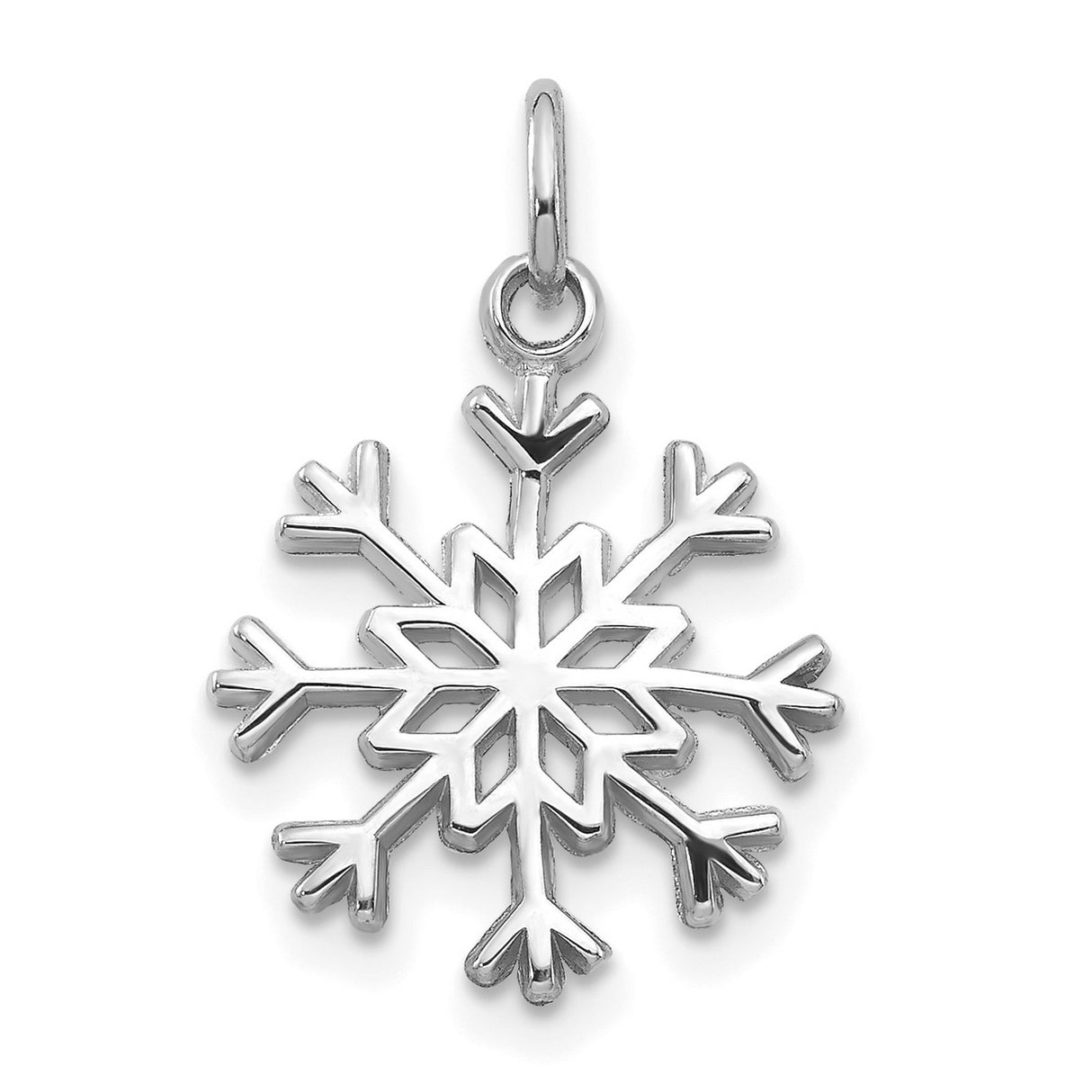 10k White Gold Snowflake Pendant with Geometric Winter Design for Women