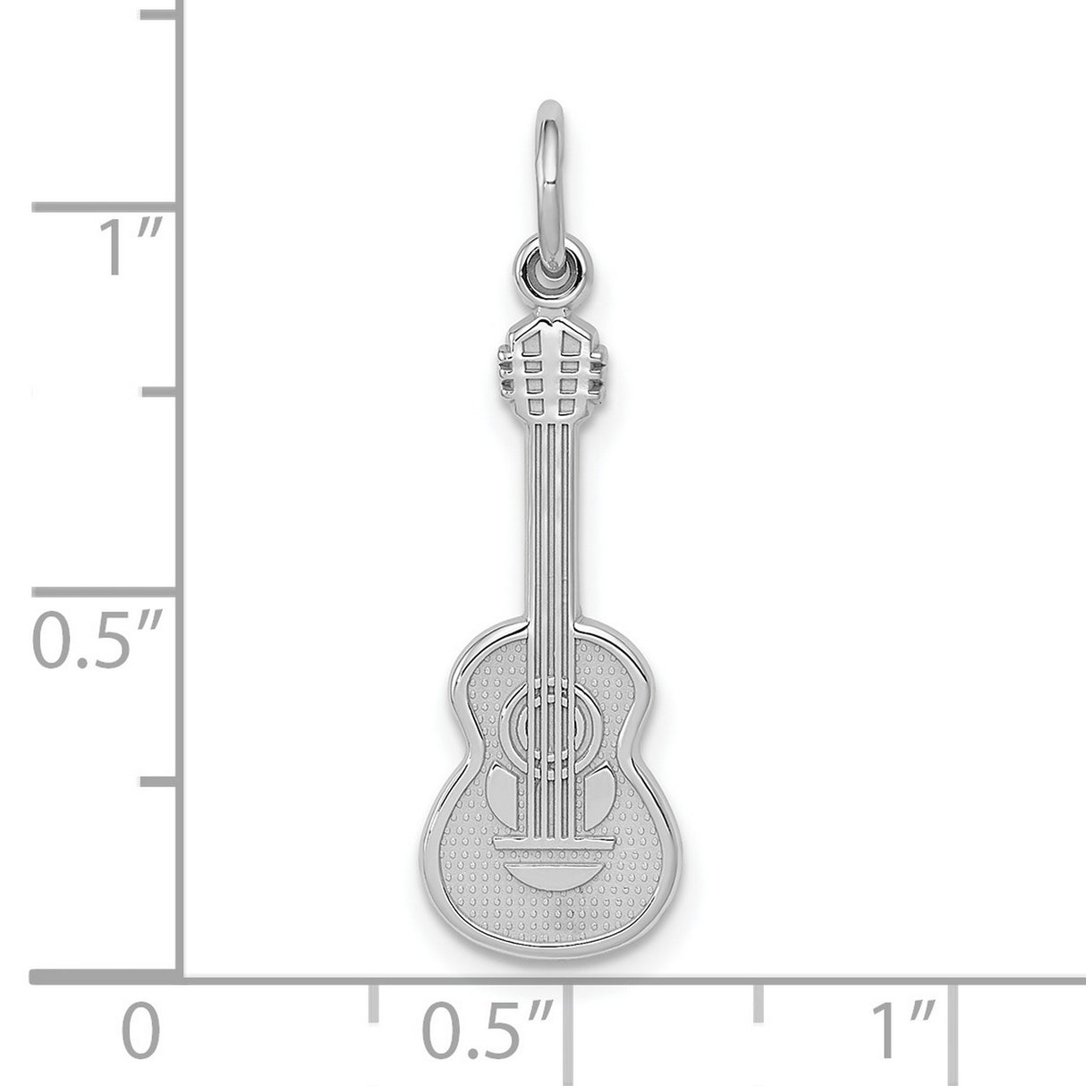 10k White Gold Guitar Pendant Charm with Detailed Acoustic Design for Music Lovers