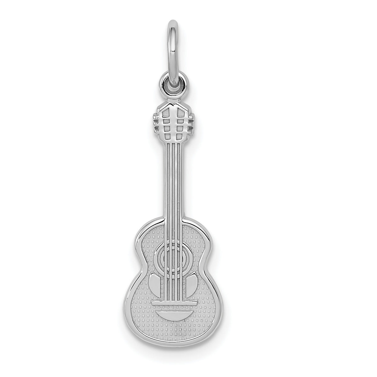10k White Gold Guitar Pendant Charm with Detailed Acoustic Design for Music Lovers