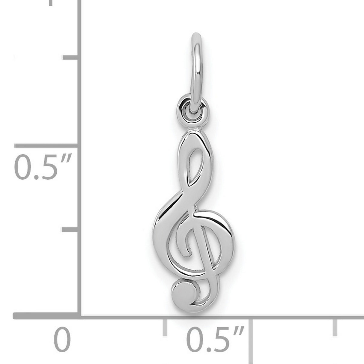 10k White Gold Treble Clef Pendant, Polished Musical Note Charm for Women and Music Lovers