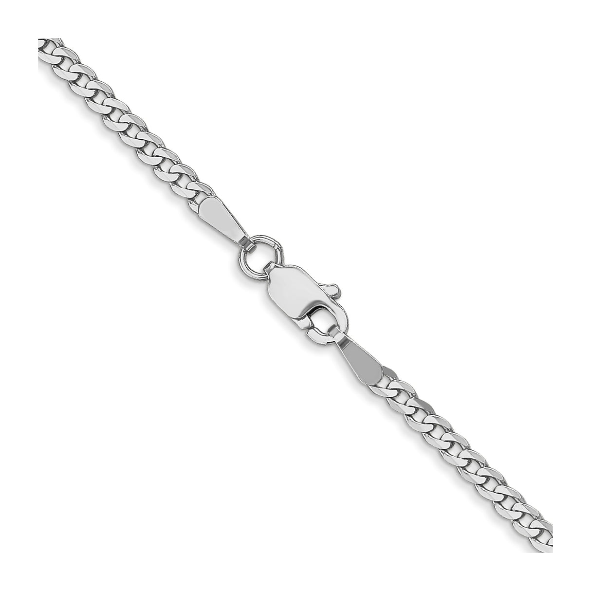 10K White Gold 2.2 mm Curb Chain Necklace, Polished alternate angle