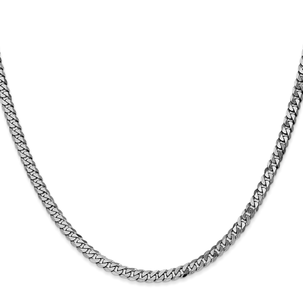 10K White Gold 3.9 mm Curb Chain Necklace, Polished