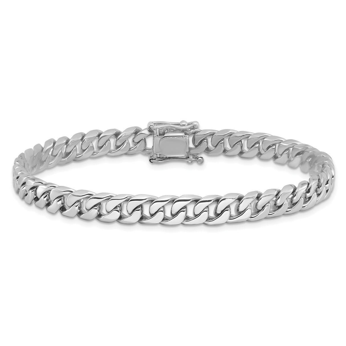 10K White Gold 6.8 mm Curb Chain Bracelet, Polished alternate angle