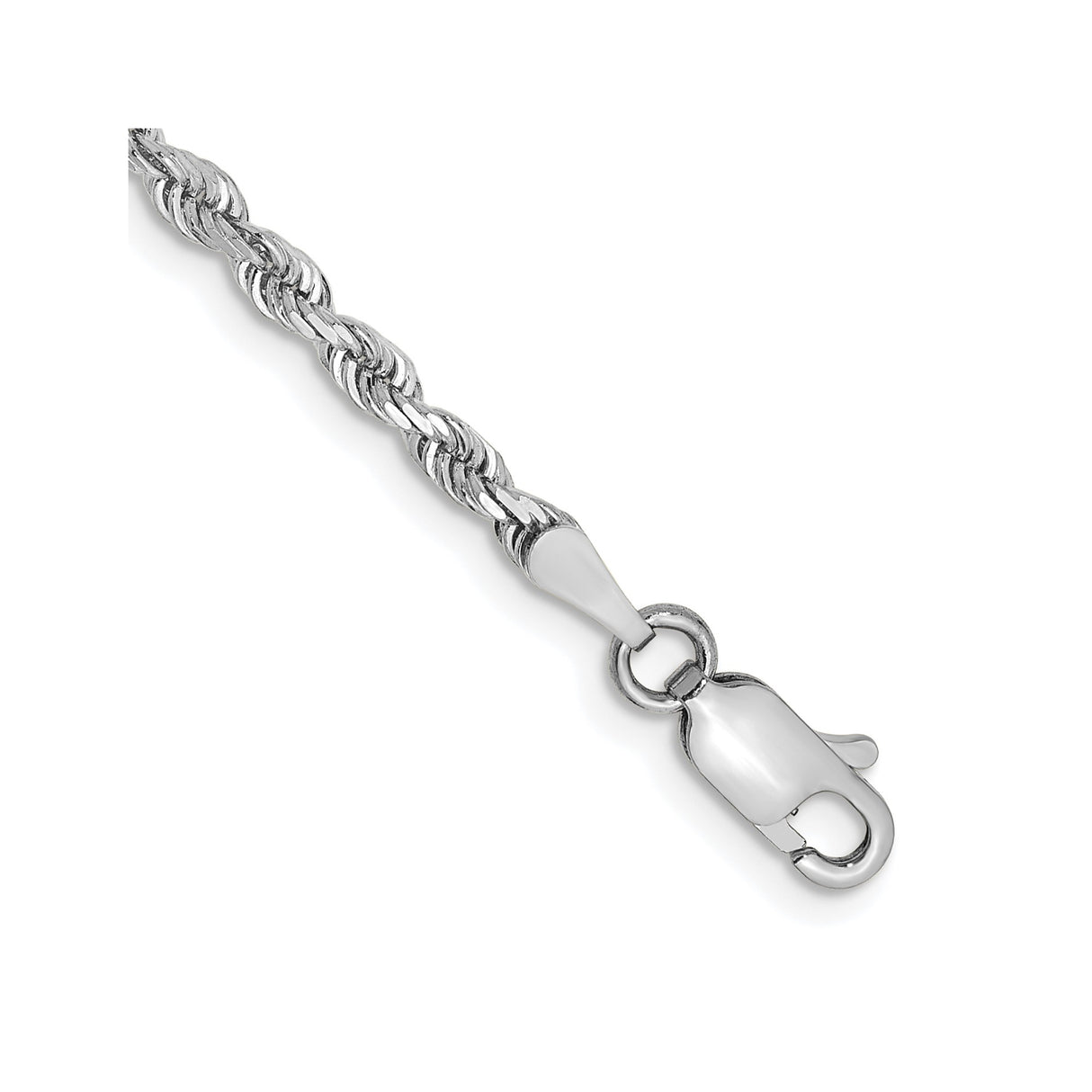 10K White Gold 2.75 mm Rope Chain Bracelet, Polished