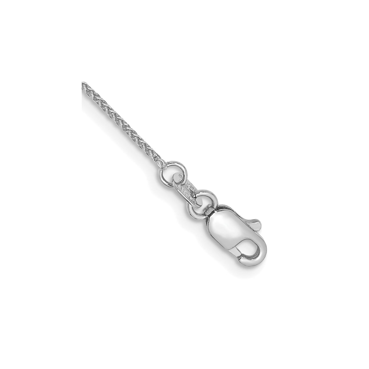 10K White Gold 0.85 mm Polished Chain Anklet, Solid
