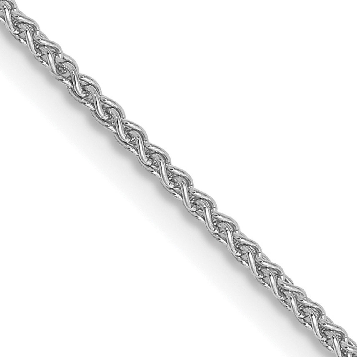 10K White Gold 1.25 mm Polished Chain Necklace, Solid detail view