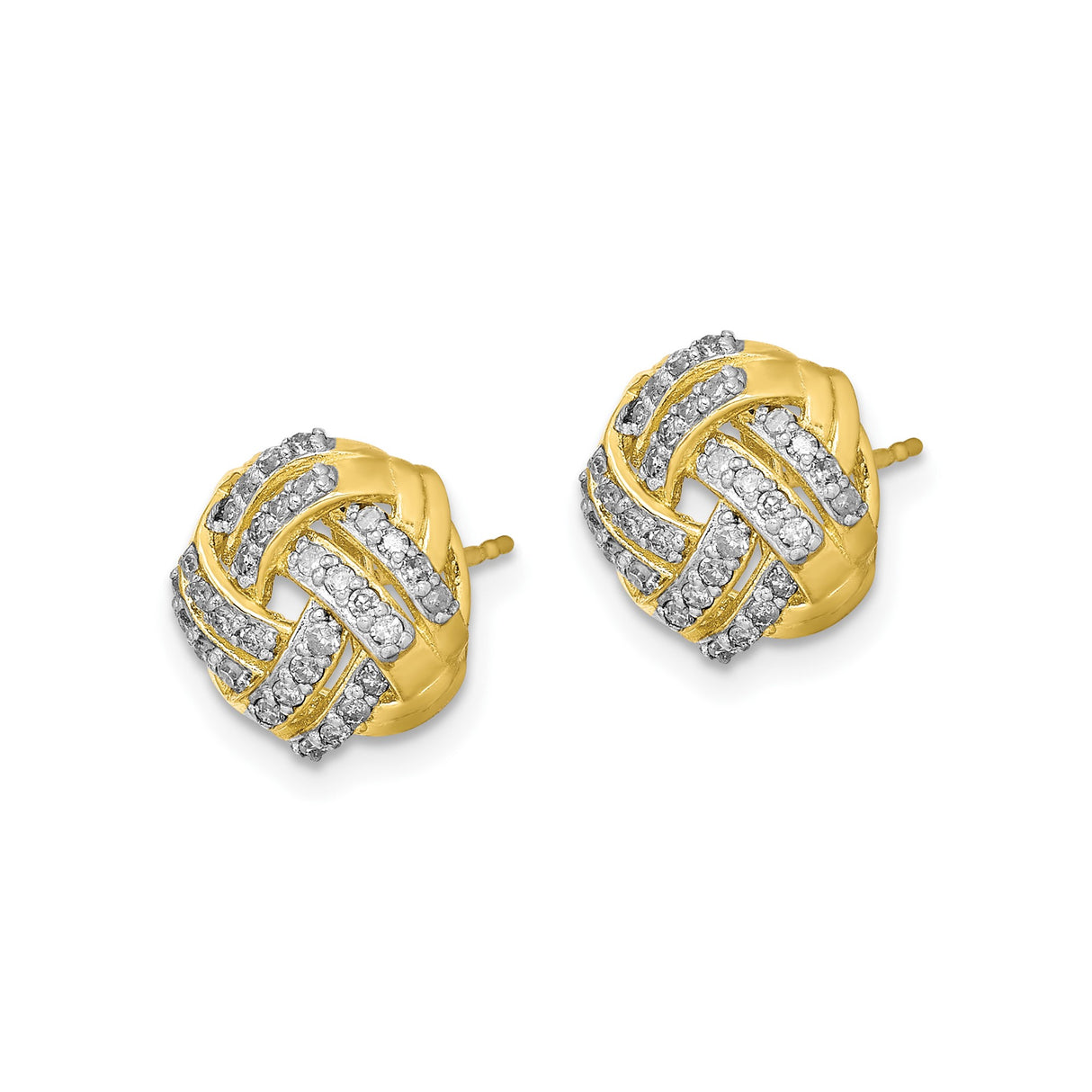 10k Yellow Gold Love Knot Stud Earrings with Diamond Accents for Women
