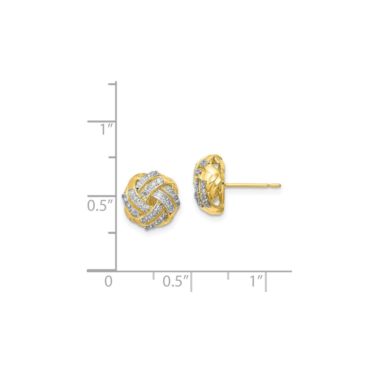 10k Yellow Gold Love Knot Stud Earrings with Diamond Accents for Women
