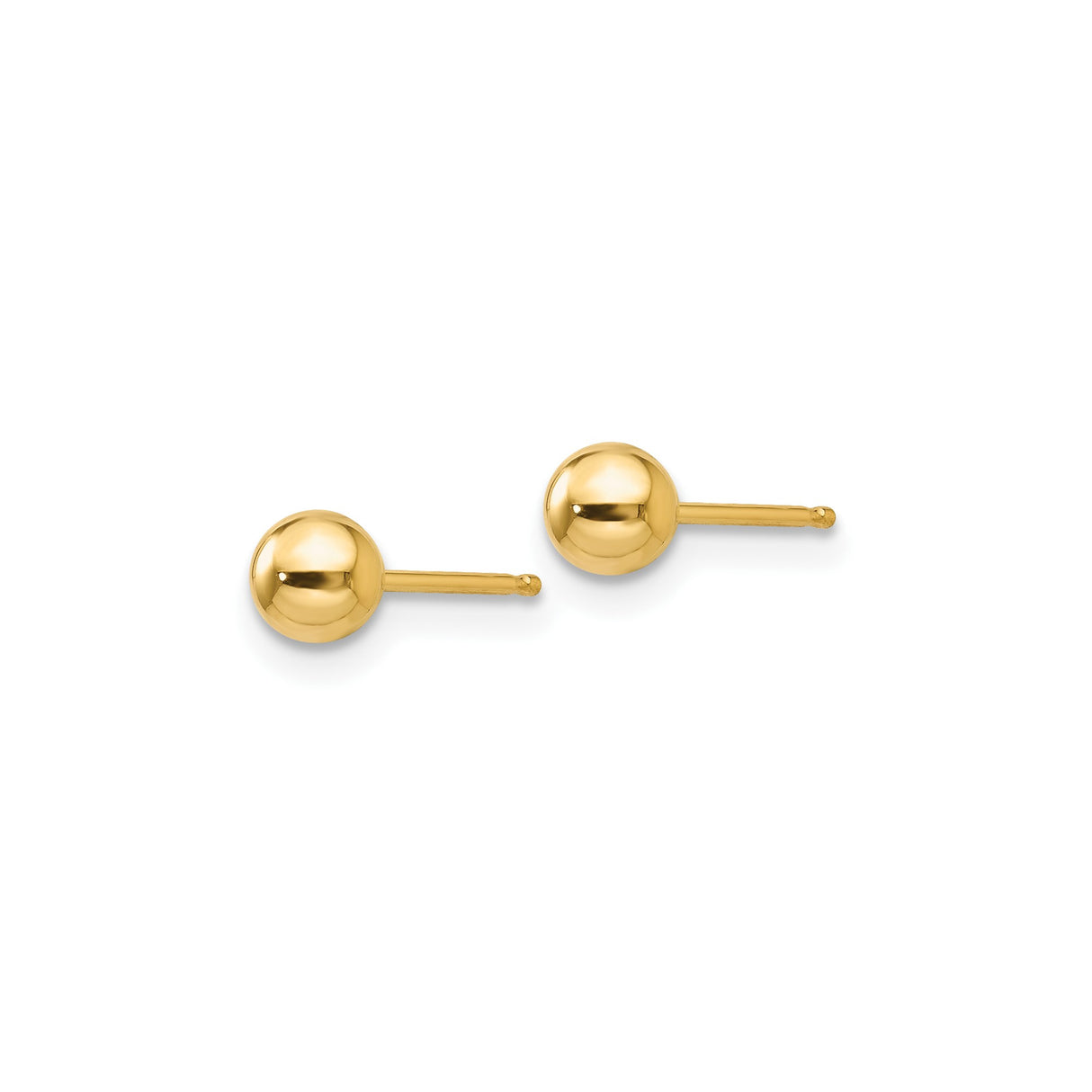 10k Yellow Gold Ball Stud Earrings, Polished Round Design, Minimalist Style for Women and Unisex