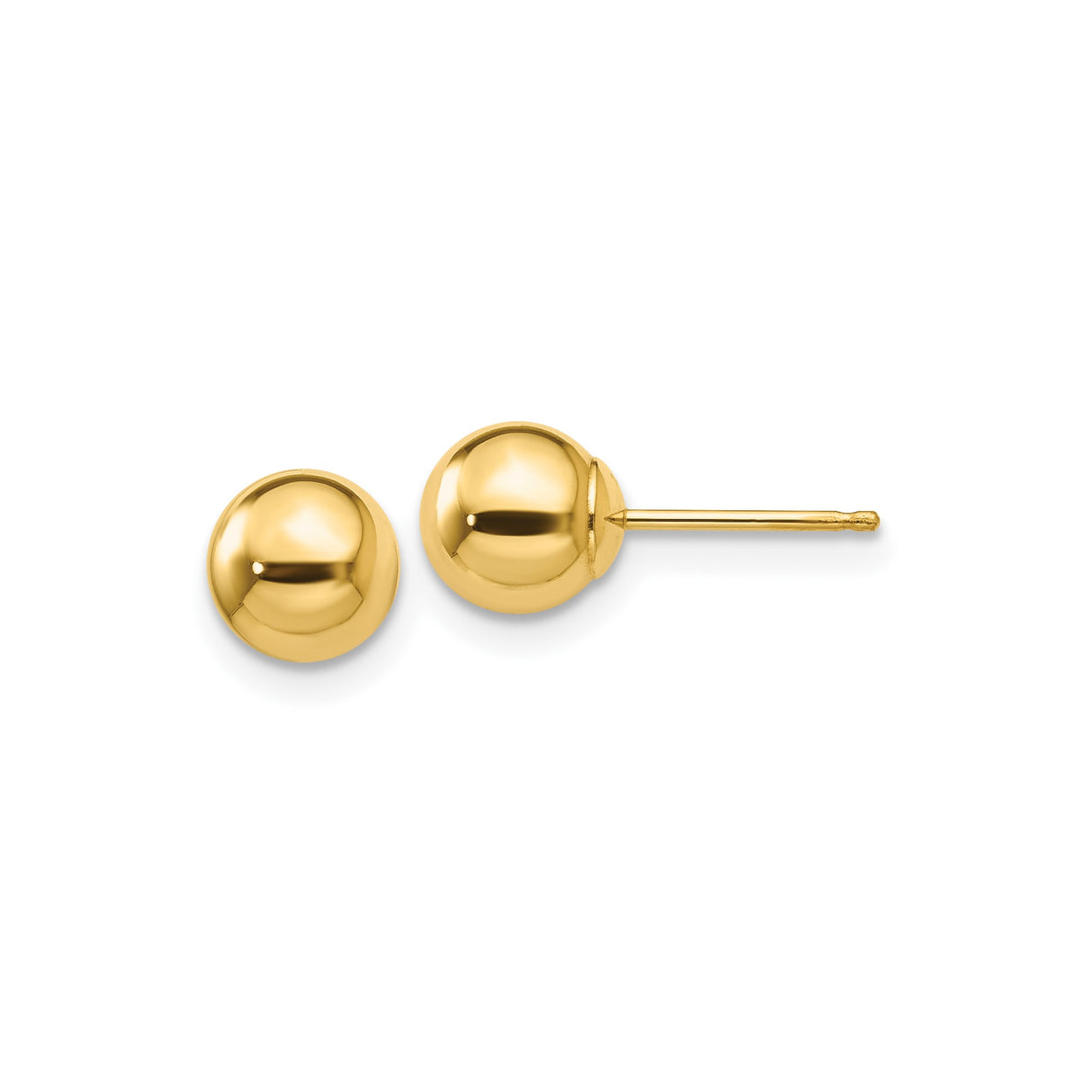 10k Yellow Gold Ball Stud Earrings, Classic Round Design with Smooth Finish