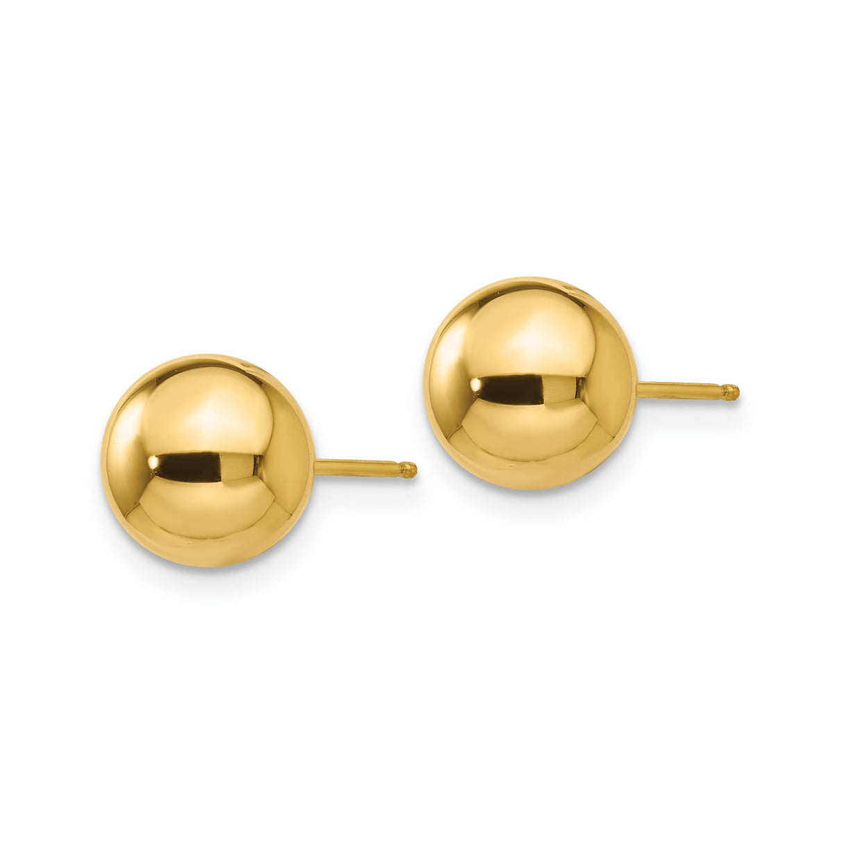 10k Yellow Gold Ball Stud Earrings, Polished Round Minimalist Design for Women