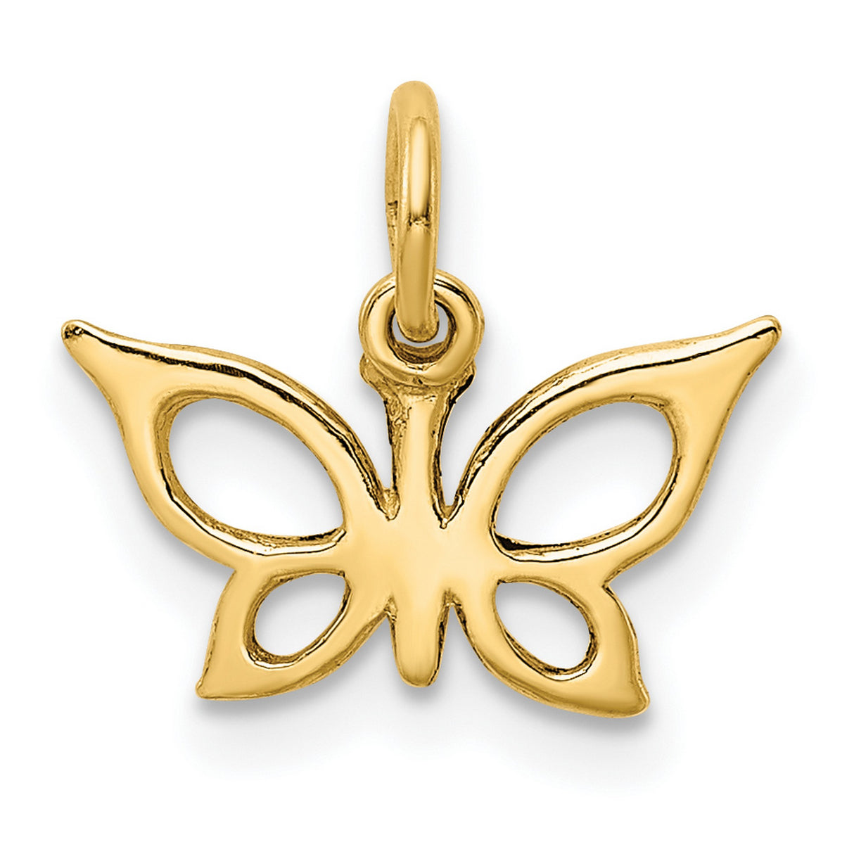 10k Yellow Gold Butterfly Pendant with Open-Cut Design, Symbol of Transformation and Beauty