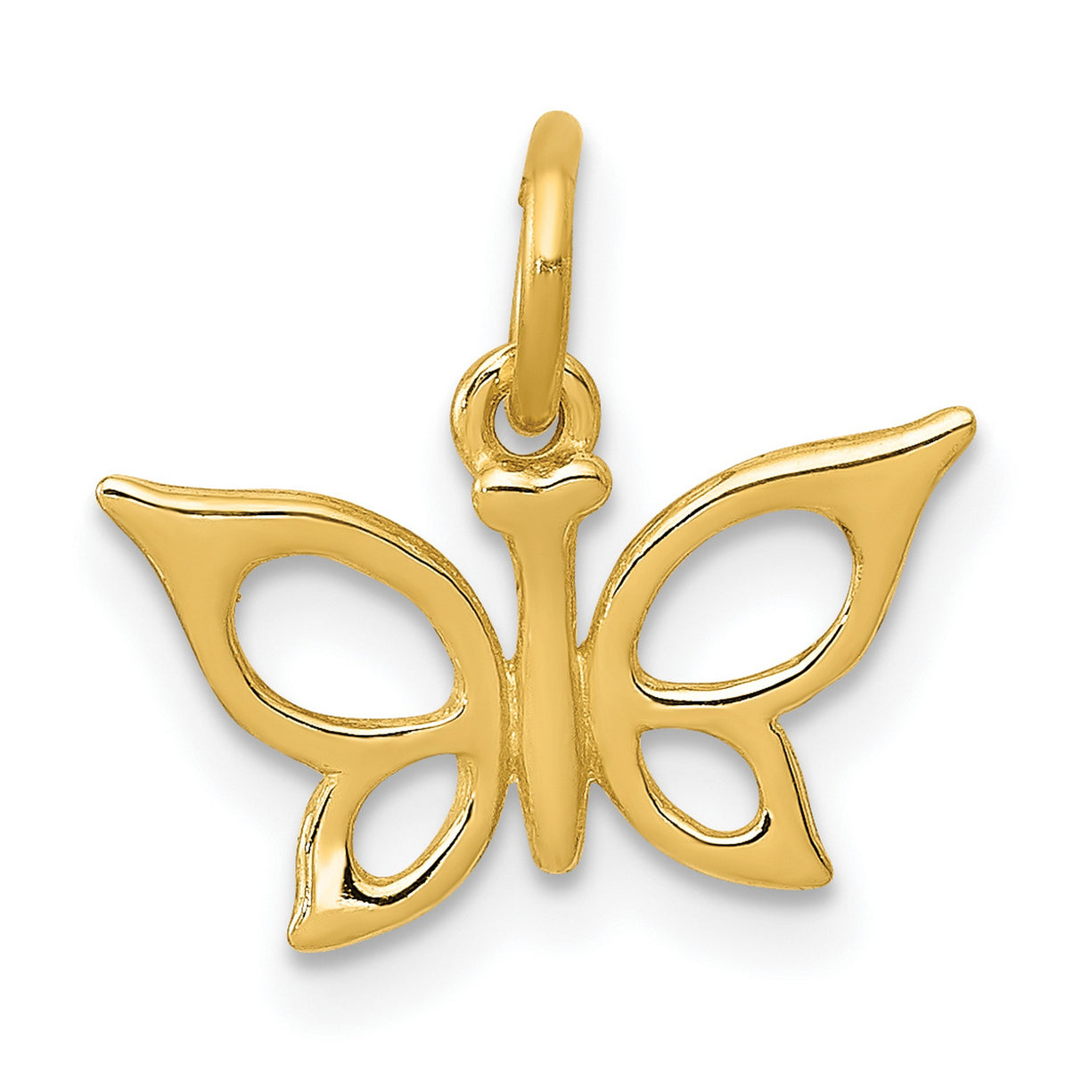 10k Yellow Gold Butterfly Pendant with Open-Cut Design, Symbol of Transformation and Beauty