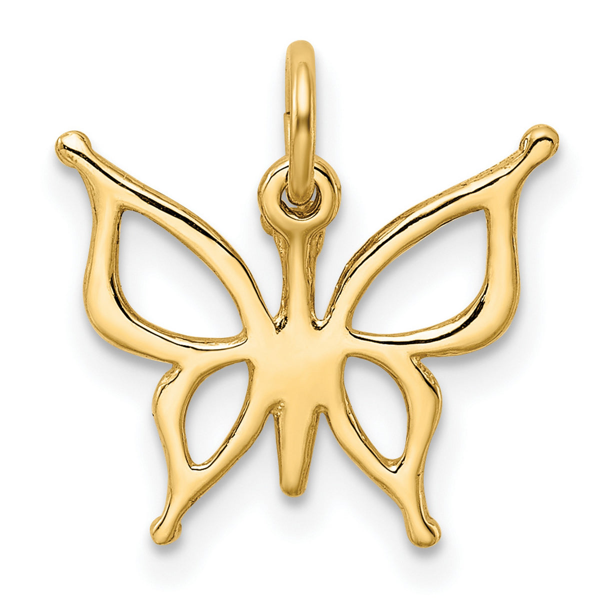 10k Yellow Gold Butterfly Pendant with Openwork Design, Nature-Inspired Symbol of Transformation