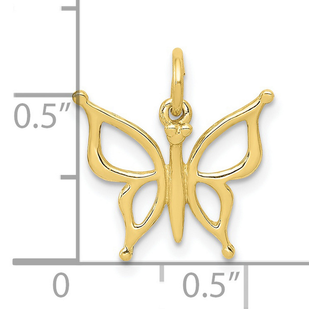 10k Yellow Gold Butterfly Pendant with Openwork Design, Nature-Inspired Symbol of Transformation