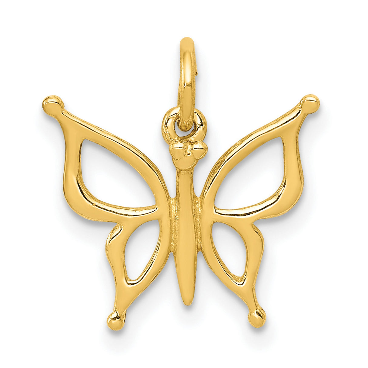 10k Yellow Gold Butterfly Pendant with Openwork Design, Nature-Inspired Symbol of Transformation