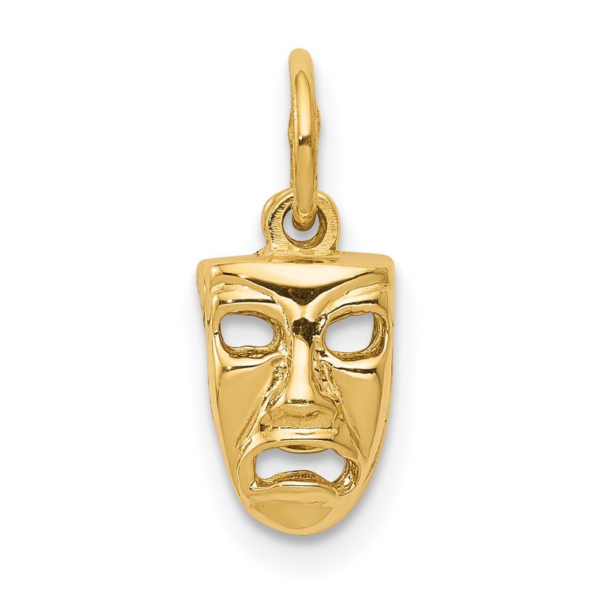 10k Yellow Gold Comedy and Tragedy Mask Pendant, Theater Drama Charm for Actors and Fans