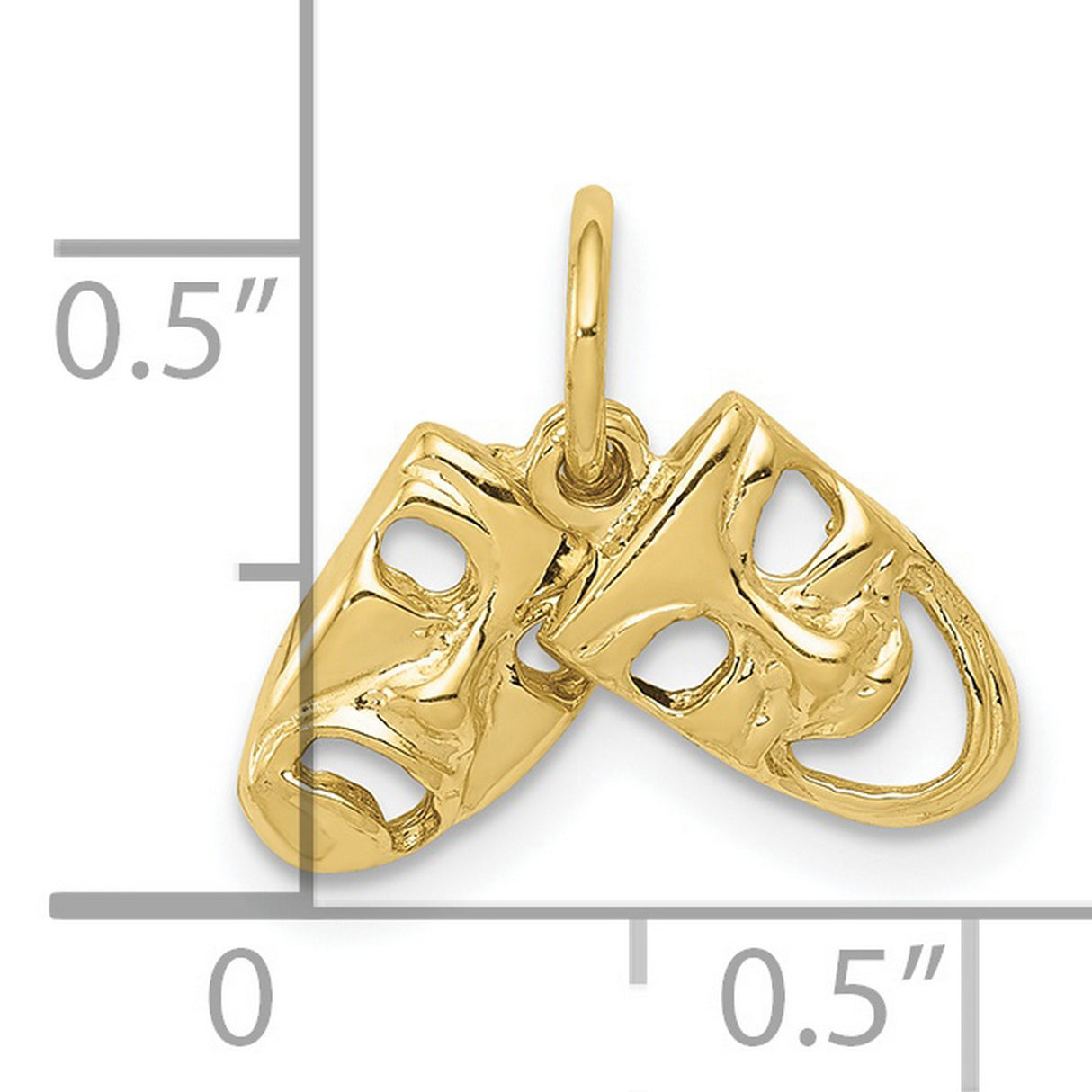 10k Yellow Gold Comedy and Tragedy Mask Pendant, Theater Drama Charm for Actors and Fans